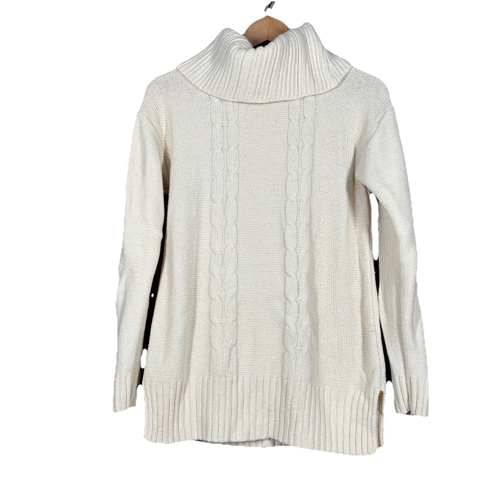 J. Crew Sweater Women's Medium Cream Cable Knit Chunky Cowl Neck Cozy Thick